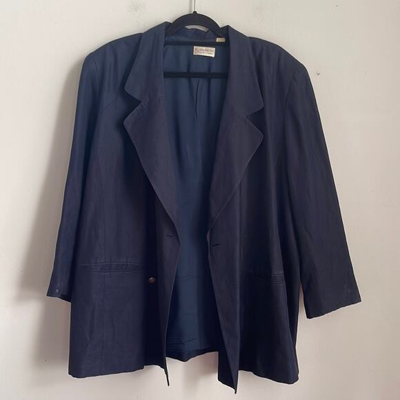 Vintage Elisabeth by Liz Claiborne linen blend double breasted blazer sz 20 - Picture 1 of 7